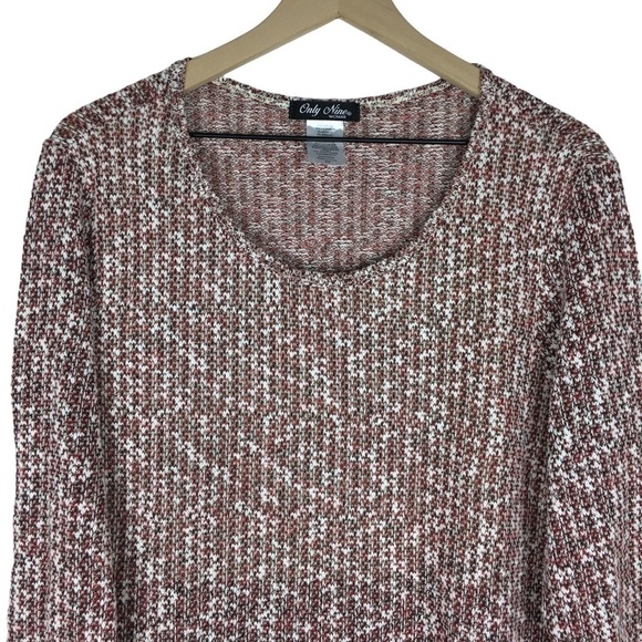ONLY NINE Woman Top Sweater Blouse Woven Fringe Asymmetrical Trim Scoop Neck 2X - Picture 2 of 9